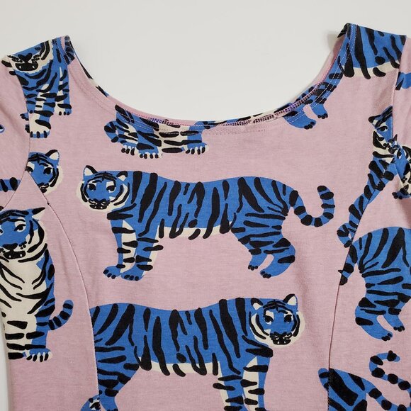 NOOWORKS Womens Cha Cha Mini Dress Small Blue Tiger Print Short Sleeve - Picture 10 of 14